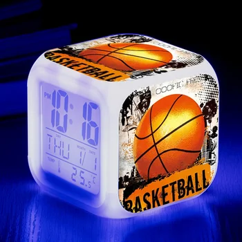 Numérique Réveil Lumineux à LED 7 Couleurs les Lampes Flash de Basket-ball Watch Personnalisés rétro-éclairage de l'Éclairage Enfants Horloges