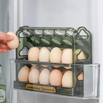 Oeuf Réfrigérateur Boîte de Rangement Peut Être Réversible Trois Couches de 30 Cartons d'Oeufs à la Maison de Cuisine de Plateau d'Oeuf Multi-couche Oeuf Rack