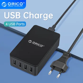 ORICO 4 Ports USB Chargeur de Bureau Station de Charge 5V 2.4 A 15W USB Chargeur de Voyage pour iPhone, Samsung, Huawei, Xiaomi