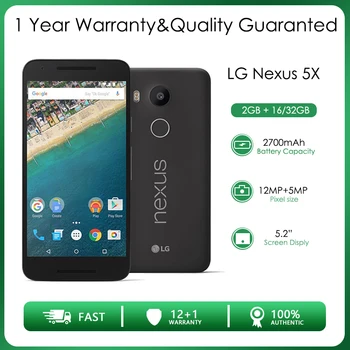 Original Débloqué LG Nexus 5X Single Sim 2 go de RAM+16/32 go Hexa-core 12MP 5.2