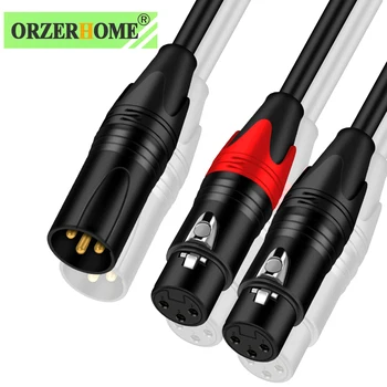 ORZERHOME 3 Broches XLR Mâle vers Double Femelle Y-Splitter Câble Femelle à 2Male Audio Connecteur de Cordon d'Équilibre haut-Parleur Mic Fil de l'Adaptateur