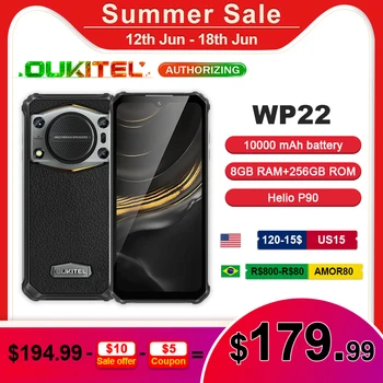 Oukitel WP22 Robuste Téléphone 10000 mAh Android 13 8 GO +256 GO 48MP Caméra de 6,58