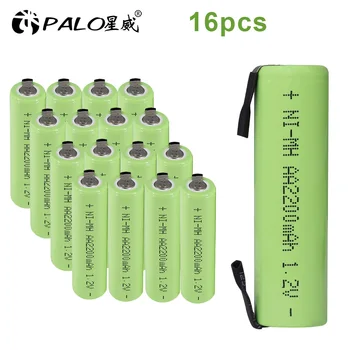 PALO 1.2 V AA batterie rechargeable 2200mah 2A ni-mh nimh pack avec languettes broches pour Philips, Braun rasoir électrique toothbrus
