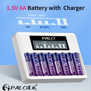 PALO AA 1.5 V Batterie Rechargeable Li-ion avec Chargeur Pour Horloge Jouets Caméra De 1,5 Volts 2A Batteria Cellules pour le Contrôle à Distance