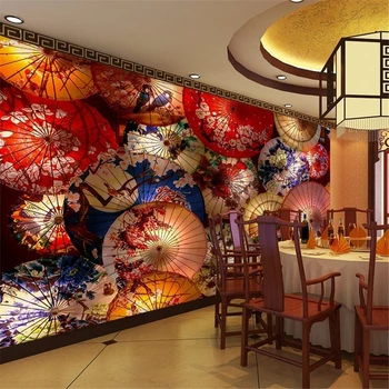 Personnalisé papel de parede 3D izakaya Japonais papier peint antique parapluie pliant mural restaurant mur du fond des documents de décor à la maison