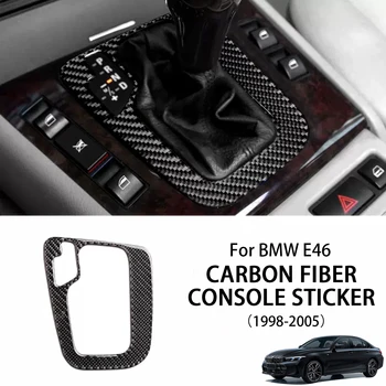 Pour BMW E46 98-05 Voiture en Fibre de Carbone de la Console de Changement de vitesse de Cadre Panneau de Couvercle de Garniture Autocollant de Voiture de Style d'Intérieur Accessoires Intérieurs