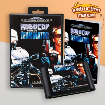 pour RoboCop Versus Terminator EUR couvrir 16bit MD jeu de la carte avec le manuel de la boîte de détail (1 jeu) pour Sega Megadrive Genesis consoles