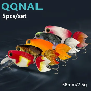 QQNAL 5pcs Nouveau poisson rouge Flotteur de Pêche au Leurre Crank 58mm 7,5 g d'eau Douce de la Manivelle Leurre de Surface Artificielle Dur Appât Wobblers Sillage de l'Appât