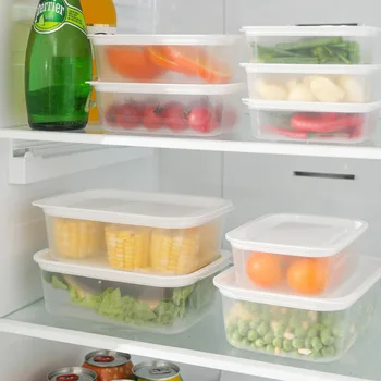 Réfrigérateur alimentaire boîte de rangement de cuisine en plastique frais de maintien de four à micro-ondes des ménages carré transparent boîte hermétique avec couvercle