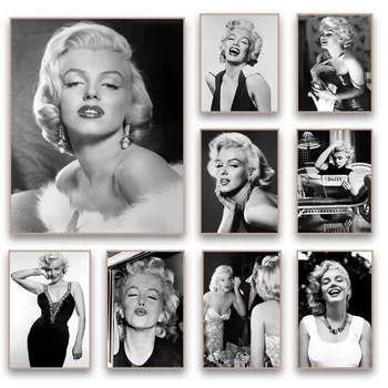 Sexy Star de Cinéma Marilyn Monroe Classique de la Peinture sur Toile en Noir et Blanc Affiches Tirages d'Art Mural Photos Salle de Séjour de Décoration