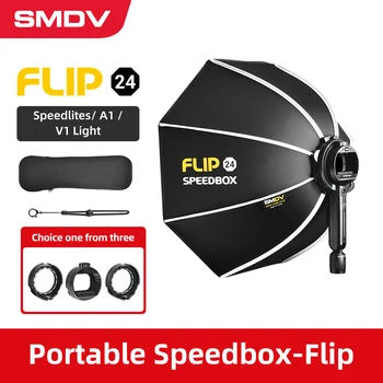 SMDV Flip 20 24 28 Libérer Rapidement Parabolique de la Porte de boite à lumière pour Profoto A1 Godox V1 AD100PRO V860II AD200 Flash Soft box