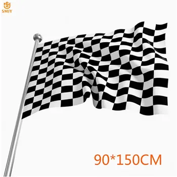 SMJY 90x150cm F1 Drapeau 100% Polyester Classique Noir Blanc Damier Courses de Début de Course Bannière Spéciale Livraison Gratuite