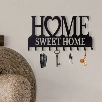 Sweet Home en Métal Mural Crochet de fixation Rack de Stockage de Vêtements Détenteur de la Clé Crochets Auto-Adhésifs, Cuisine Organisateur Crochet de Bains