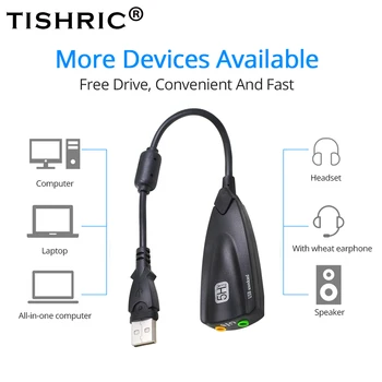 THSRIC Carte Son USB 7.1 Micro Adaptateur de Casque 5HV2 USB 3D haut-parleur externe carte son usb pour Ordinateur Portable PC