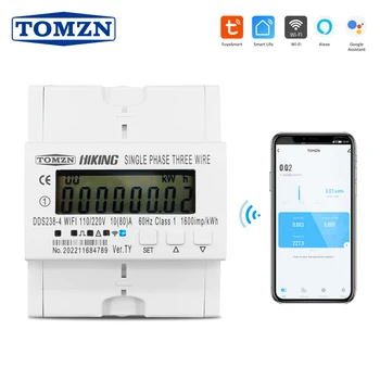 TOMZN 2 Phase 110V+110V 60 hz 80A Rail Din Tuya WIFI Smart Compteur d'Énergie la Consommation d'Énergie du Moniteur kWh Compteur Wattmètre