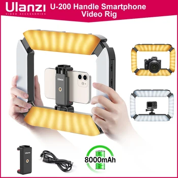 Ulanzi U200 Rechargable Smartphone Vidéo Rig de prise de vue Verticale d'Anneau de LED de Lumière de LED Lumière Vidéo DSLR Smartphone Poignée de Poignée de Vlog