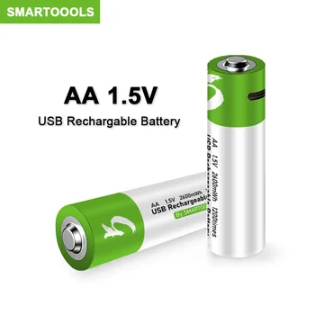 USB d'origine de Piles Rechargeables AA de 1,5 V 2600 mWh li-ion batterie pour la télécommande mouseElectric jouet batterie + Type-C Câble