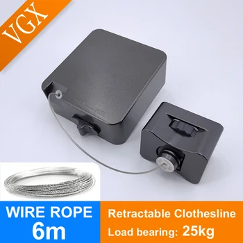 VGX Invisible corde à Linge Rétractable en Acier Inoxydable étendoir à linge Balcon Intérieur Organisateur de câble de Blanchisserie Cintre Ligne