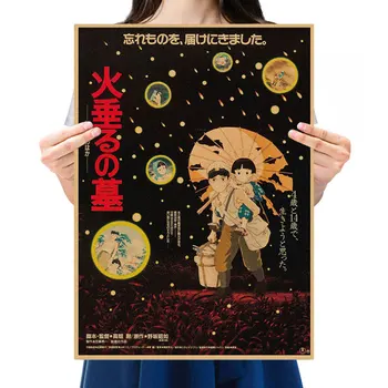 WINMIR Vintage Papier Kraft Affiche de Takahata Isao Anime Film Le Tombeau Des Lucioles tombe des Lucioles Décor Painting51*35cm