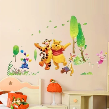 Winnie Pooh Bear Avec Ses Amis Sticker Mural Pour Enfants De Maternelle Salle De Décoration De La Maison Les Animaux Autocollants Muraux Cartoon Art Mural