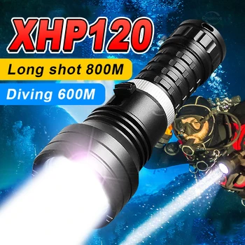 XHP120 Plus Puissante lampe-Torche de Plongée de 600M Professionnel de la Plongée lampe de poche LED de Haute Puissance Lampe de poche IPX8 Lampe sous-marine