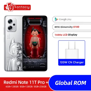 Xiaomi Redmi Note 11T Pro+ Plus Global ROM de 128 go/256 GO Dimensity 8100 144 hz 64MP Caméra 5080mAh Batterie 67W Charge Rapide 5G