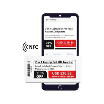 YalaTech ESL Magasin 2.66 pouces Smart Tag NFC Électronique Numérique Étiquette de rayon Écran E ink Écran
