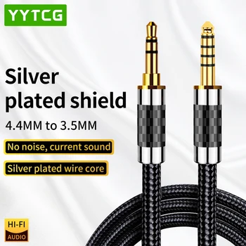 YYTCG Hifi 4.4 mm pour câble Audio de 3,5 mm plaqué argent 4.4 mm Équilibre de 3,5 mm entrée auxiliaire jack Audio symétrique Câble Adaptateur mâle à Mâle